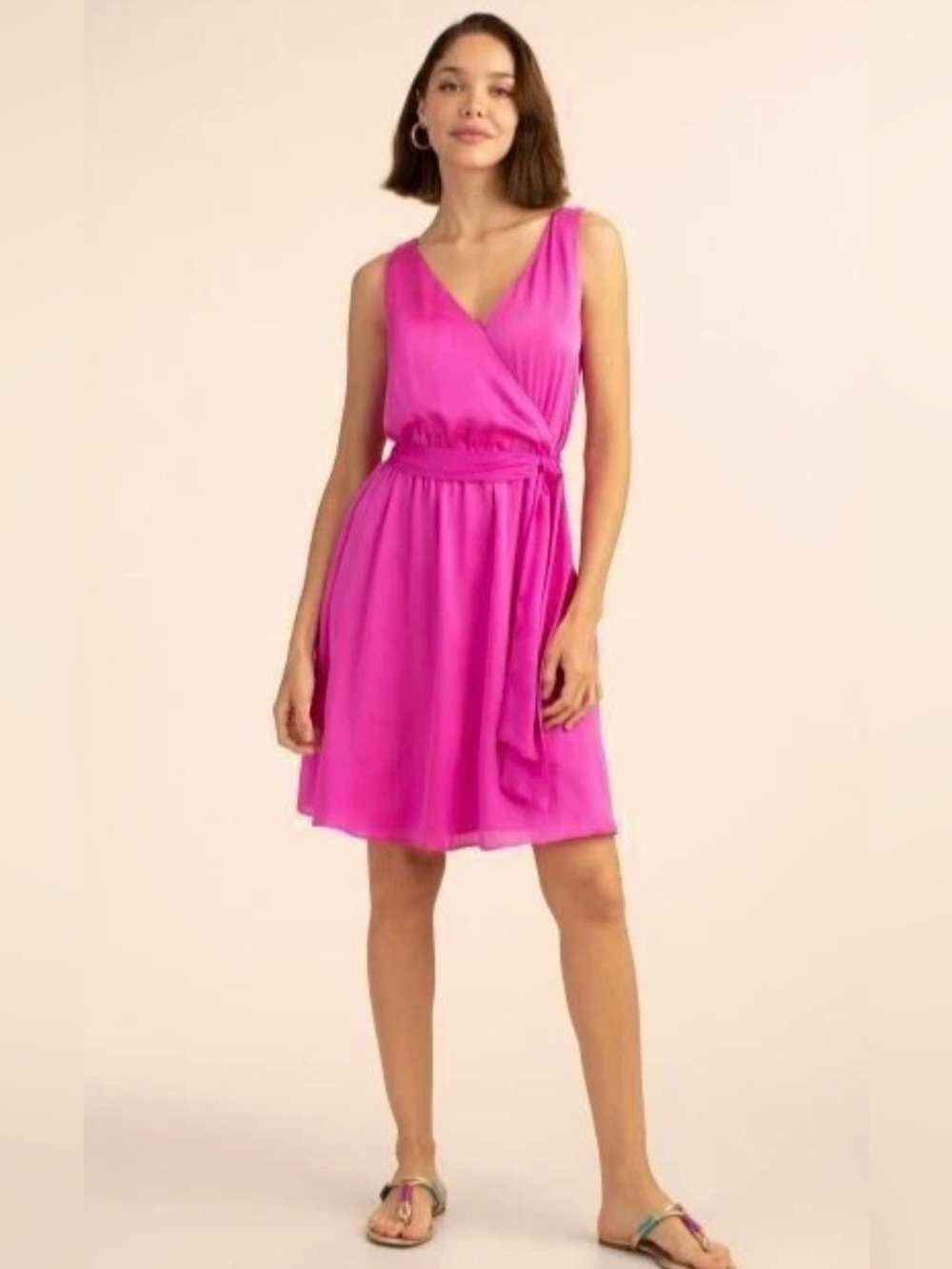 Trina Turk Planetary Faux Wrap Dress Pink Salamander Size Small - C4-124